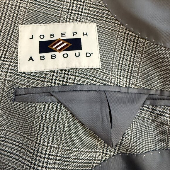 Joseph Abboud Fairway Plaid Wool Sport Coat Dinner Jacket Blazer Men's 46R Gray - Picture 12 of 14